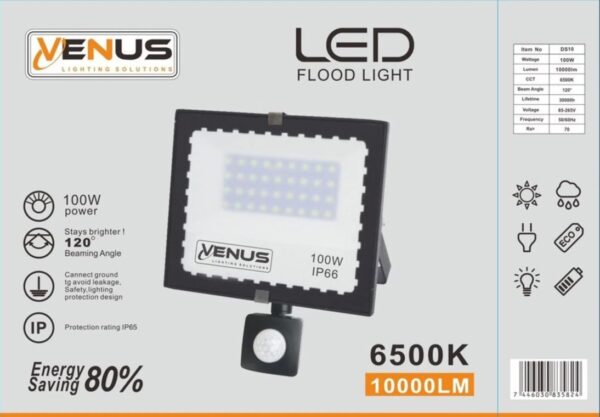 100W LED-Flutlicht mit Sensor - IP66